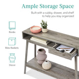 Best Choice Products Mid-Century Modern Console Table, Sofa Table, Accent Furniture for Hallway, Living Room, Entryway Foyer Space-Saving w/Cubby, Drawer, Lower Storage Shelf - Gray Best Choice Products