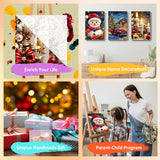 Mandun 3 Pack Christmas Paint by Numbers for Adults, Christmas Paint by Numbers Kits for Adults, Acrylic Oil Painting Kits with Frame and Wooden Easel 7.8x11.8 Inch Mandun