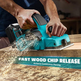 Cordless Electric Hand Planer: 3-1/4-Inch Handheld Planer for Makita 18V Battery (No Battery) - 15000 RPM Power Wood Planer for Woodworking, Carpentry, and Home DIY - Includes Blades and Edge Guide MtiolHig
