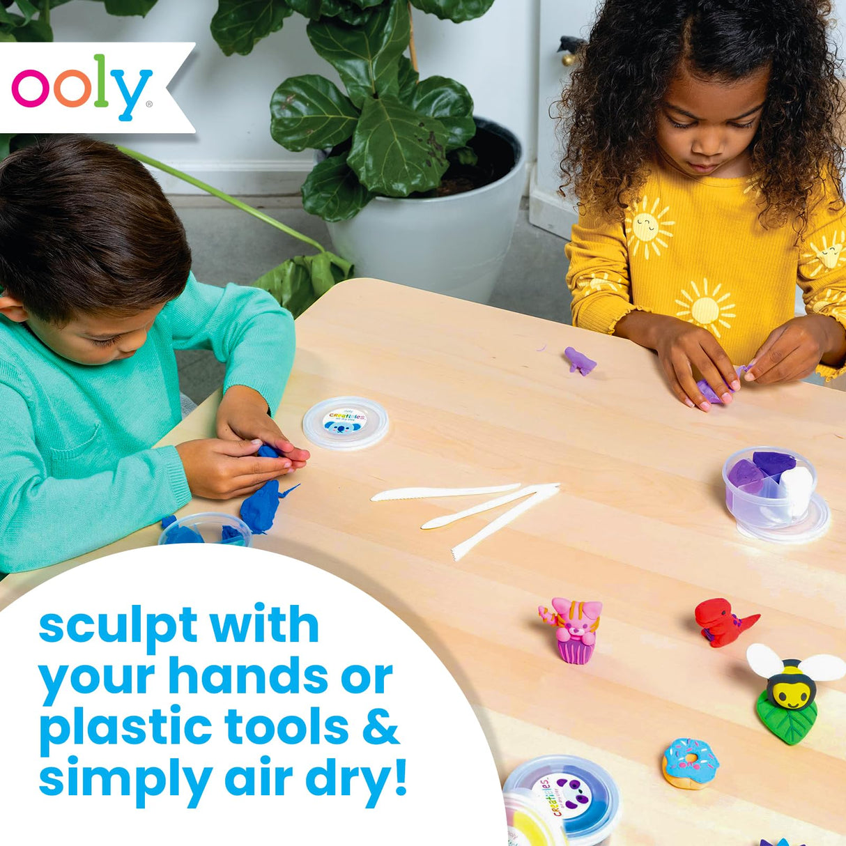 Ooly Air Dry Clay for Kids, 24 Colors Modeling Clay with 3 Shaping Tools, Play Dough Gifts for Kids, Craft Supplies - Creatibles Ooly