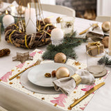 Christmas Placemats Set of 4, 12x18 Inch Pink Merry Christmas Trees Heat-Resistant Place Mats, Seasonal Winter Table Decors for Farmhouse Kitchen Dining Xmas Holiday Party Moutina