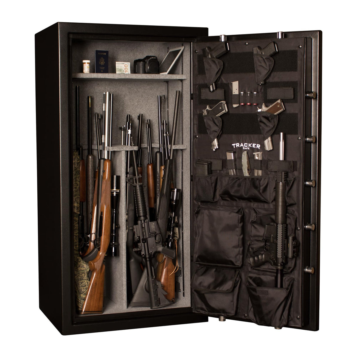 Tracker Safe Gun Safe with Mechanical Lock, 1 Hr Fire Rating, 24x30x59, 22 Gun Cap., Black Tracker Safe
