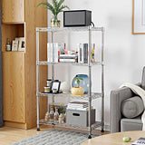 MATONELL 1000 lbs Capacity Heavy Duty 4-Tier Steel Shelving Unit - Adjustable Chrome Wire Rack Storage Shelf for Home Kitchen Office Garage Gym 13.7" D x 29.5" W x 47.2" H (Chrome) MATONELL