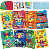 Fullhawl 48 Set Father's Day Card Making Kits DIY Father's Day Craft with Stickers and Envelopes Make Your Own Greeting Card Handmade Dad Gift for Party Home Activities Fullhawl