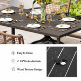 LAUSAINT HOME 7 Pieces Patio Dining Set, Outdoor Furniture Set of 6 Swivel Chairs with Soft Cushion and Iron Slats Table Top with Umbrella Hole, Conversation Set for Backyard LAUSAINT HOME