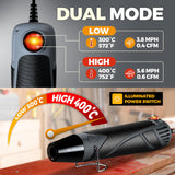Heat Gun for Crafting, Mini Dual Temp Hot Air Gun Tool for Epoxy Resin, Shrink Wrapping, Vinyl Wrap, Embossing, Electronics, Candle Making, Sublimation, Phone Repair & DIY (Grey/Black) Chandler Tool
