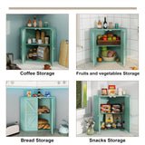 Trironsun Corner Bread Box for Kitchen Counter Double Layer Bamboo Bread Storage Container Large Capacity Bread Storage Bin Farmhouse Breadbox Organizer (Antique Blue) Trironsun