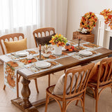 Romanstile Pumpkin Leaves Fall Table Runner, Buffalo Plaid Autumn Thanksgiving Harvest Farmhouse Style Table Decoration for Dining, Party, Holiday - 13x72 Inch, Grey Blue Romanstile