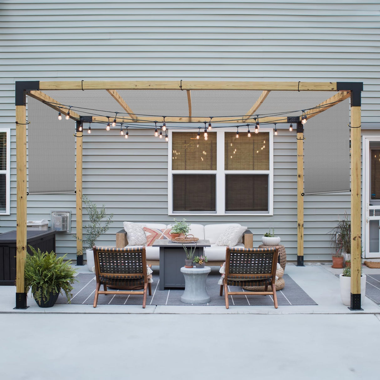 Patio Paradise 15' x 13' Pergola Canopy Replacement Cover Shade Cloth with Grommets Weighted Rods Outdoor Sun Shade Screen UV Block for Gazebo Backyard Deck Porch Balcony, Light Gray Patio