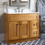 Design House Brookings 36 Inch Bathroom Vanity, Ready to Assemble, Solid Wood, Birch, 587139 Design House