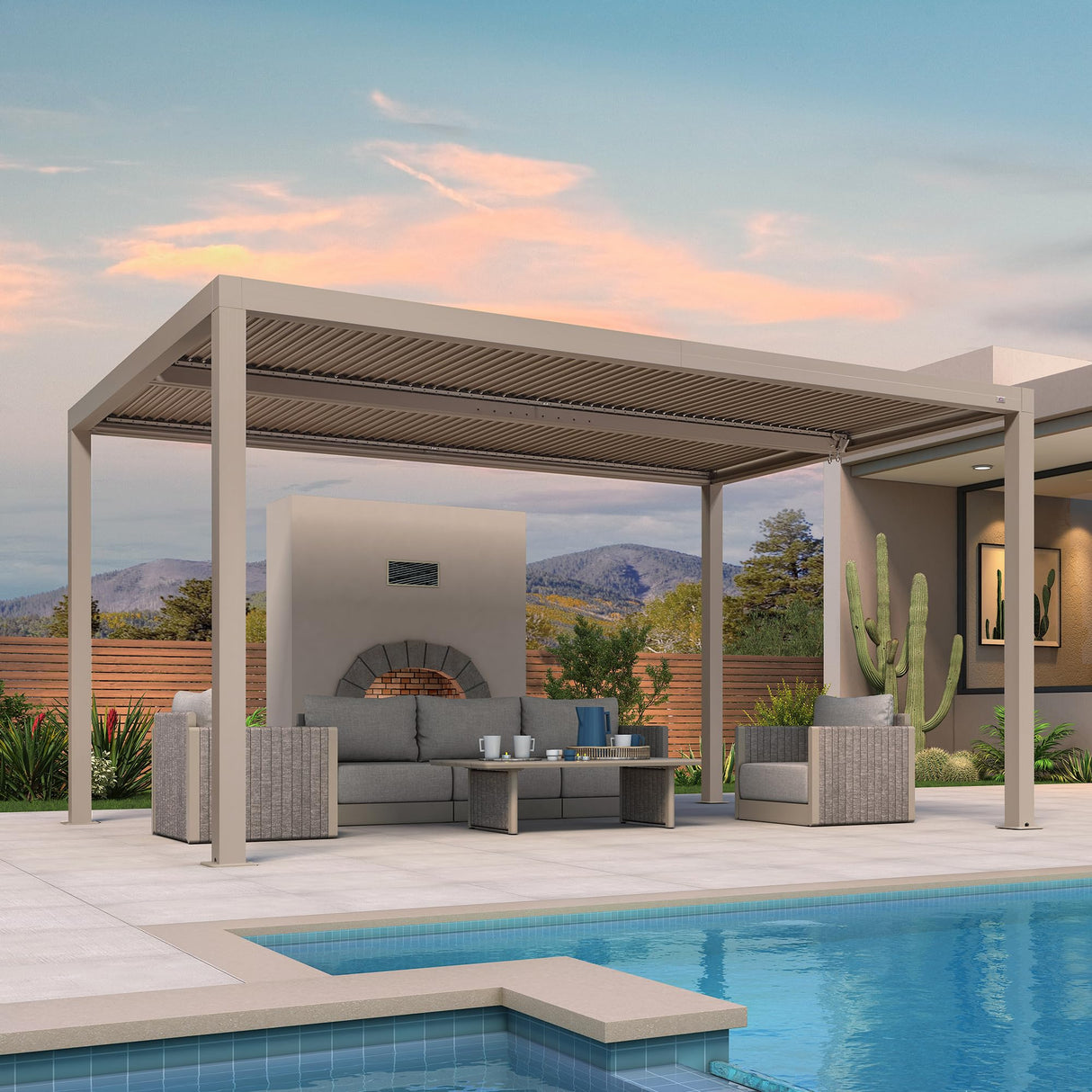 PURPLE LEAF Louvered Pergola 10' × 15', Aluminum Outdoor Hardtop Pergola with Adjustable Retractable Louvre Roof for Deck, Garden Backyard PURPLE LEAF