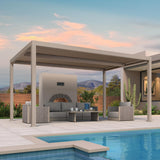 PURPLE LEAF Louvered Pergola 10' × 15', Aluminum Outdoor Hardtop Pergola with Adjustable Retractable Louvre Roof for Deck, Garden Backyard PURPLE LEAF