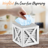 Autumn Alley Barn Door Square Farmhouse Tissue Box Cover in White and Galvanized – Farmhouse Bathroom Accessories – Rustic Bathroom Décor Tissue Holder | Wood Shabby Chic Tissue Box Cover Autumn Alley