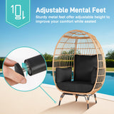 OTSUN Outdoor Egg Chair, PE Wicker Chair 440 lbs Capacity, Patio Chairs with 4 Thicken Cushions, Oversized Lounge Chairs with Durable Steel Frame Perfect for Balcony, Backyard, Bedroom-Black OTSUN