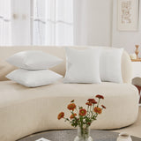 Deconovo 4 PCS Pillow Covers 18x18, No Insert - Faux Linen Sublimation Cushion Covers White Blank Pillow Covers, Throw Pillow Cases for Sofa, 18x18 Inch Natural White, Set of 4, Case Only Deconovo