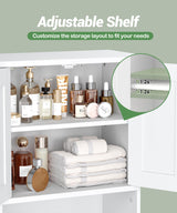 Irontar Small Medicine Cabinet with Towel Bar, Modern Bathroom Wall Cabinet with 2 Lined Doors, Over the Toilet Storage Cabinet with Adjustable Shelf, for Bathroom, Living Room, Kitchen, White CWG018W Irontar