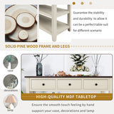 Rustic Console Table, 50In Long Console Table Sofa Table with 3 Drawer and 2-Tier Open Storage Shelf, Console Table for Living Room, Hallway Beige//W+e RUNNA