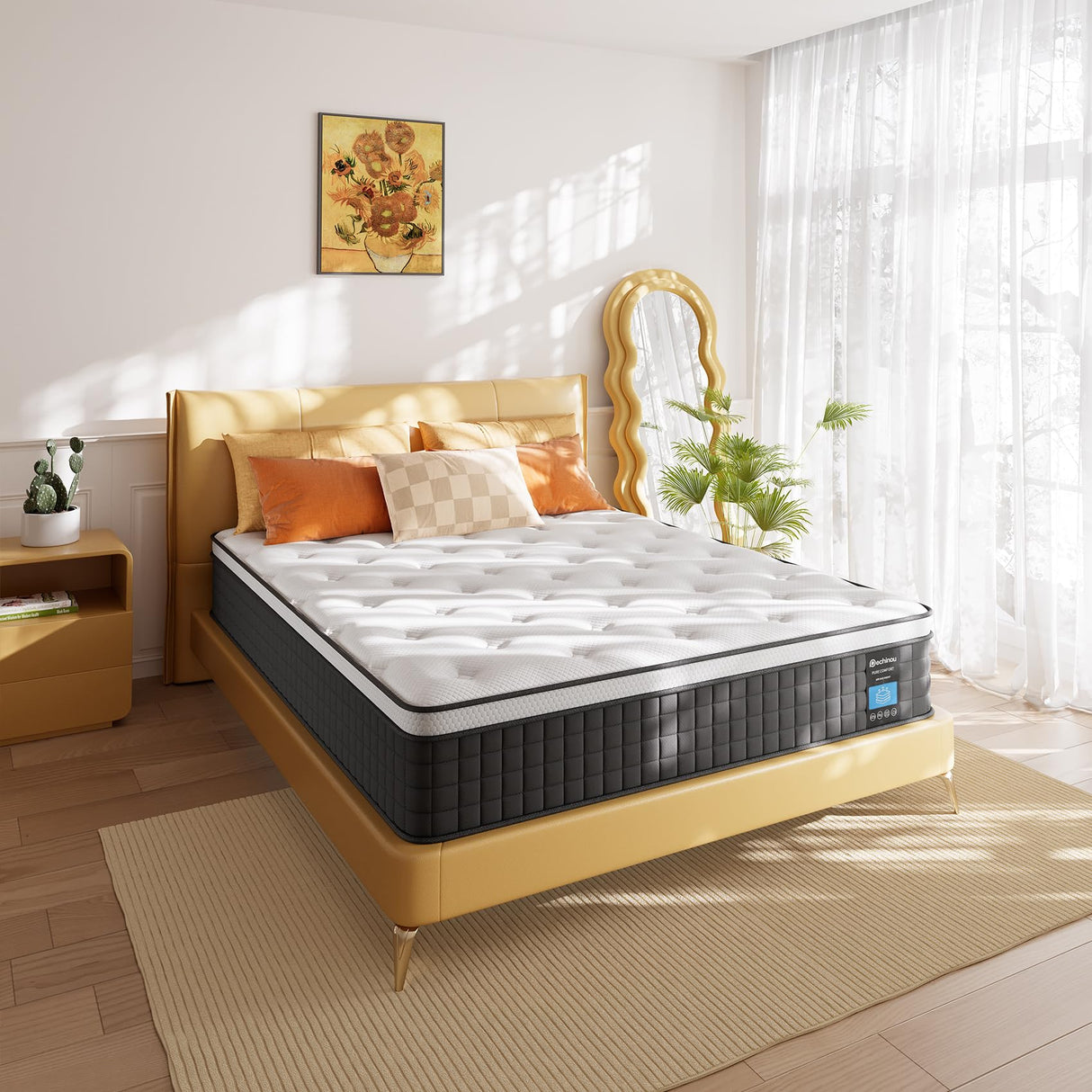 Queen Mattress,12 Inch Queen Size Mattresses, Hybrid Mattress in a Box with Memory Foam and Independent Spring, Soft and Comfortable, Pressure Relief, Cool and Breathable, CertiPUR-US, Medium Firm PECHINOU