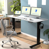 FLEXISPOT Electric Height Adjustable Standing Desk Heavy Duty Steel Stand Up Desk Frame w/Automatic Smart Keypad (Black Frame + 60 in White Top 2 Packages) FLEXISPOT