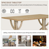 Merax 6 Pieces Wood Dining Table Set with Bench, Retro Rectangular Table with Unique Legs and 4 Upholstered Chairs & 1 Bench for Dining Room and Kitchen (Natural Wood Wash+Beige) Merax