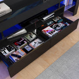 Uspeedy 63in TV Stand for 65/70 inch TV,Modern LED TV Stand for Living Room,Black TV Stand,High Gloss TV Entertainment Center with Storage Drawer,APP RGB Light,TV Console(63in Black) Uspeedy