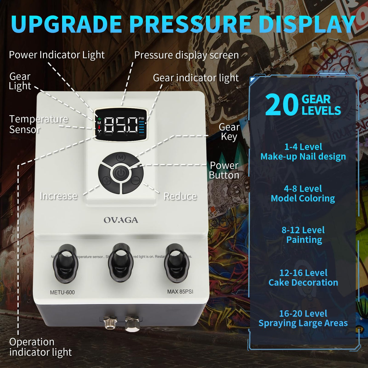 Ovaga Upgraded 85PSI Ultra-Silent Professional Airbrushing System Kit, Dual-Action Multi-Function Airbrush Set with Compressor for Painting Cake Decoration Makeup Art Craft Nail Design Model Tattoo Ovaga