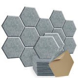 SHJADE Acoustic Panels Hexagon Self-Adhesive, 12 Pack Soundproof Wall Padding, 12" X 10" X 0.4" Absorption Panel Used in Home and Offices(Grey) SHJADE
