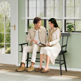 APRTAT Bamboo Entryway Bench, Farmhouse Dining Bench with Spindle Back & Armrest 3 Person Indoor Bench Chair Wood Windsor Bench Durable Easy Assembly for Foyer Balcony Hallway Living Room (Black) APRTAT