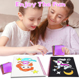 LICSOR Foil Art & Crafts Activity for Kids, Fun Craft for Girls Ages 4-6-8-12, Unicorn Princess 2-in-1 DIY Creative Travel Toys Art Supplies, Birthday Gift Party Favor for Kid 4 5 7 9 10 11 Year Old LICSOR