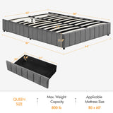 Yaheetech Dark Grey Upholstered Queen Bed with 4 Storage Drawers and No Fixed Headboard Yaheetech