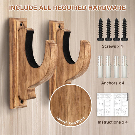 DGWJSU Gun Rack Wall Mount, Real Wood Shotgun & Rifle Wall Mount Holder Display for Sword Bow Firearm, Vintage Gun Holder Hangers for Gun Safe As Gifts for Men DGWJSU