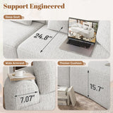 110" Modular Sectional Sofa for Living Room,4 Seater Cloud Couch with 4 Pillows - Boneless Curved Sofa Couch, No Assembly Required,1 Beige Luxanimarion