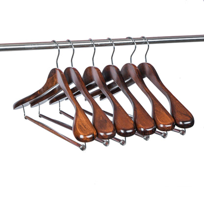 Luxury Wide Shoulder Wooden Hangers 6 Pack, with Locking Bar, Smooth Retro Finish Wood Suit Hanger Coat Hanger for Closet, Holds Up to 20lbs, 360° - WoodArtSupply