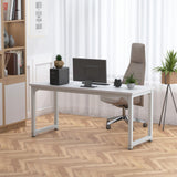 NSdirect Large Office Desk for Home Office, Large 63" Computer Desk Table, Wide Writing Study Desk for 2 Person, Metal Sturdy Frame Thicker Steel Legs, (White, 62.6" L x 22.8" W x 28.7" H) NSdirect