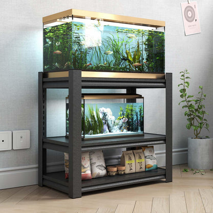 OPTYMIRA Fish Tank Stand,3-tier Rack Shelf Heavy Duty Metal Frame Aquarium Stand 20 Gallon,Reptile Terrarium Stand for 30 Gallon Long Aquarium,Reptile Tank Stand,Breeder Tank Stand,31.5"*18"*34"