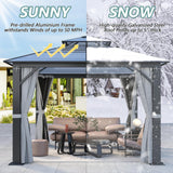 Howsvn 10'x10' Hardtop Gazebo, Upgrade Outdoor Polycarbonate Gazebos with Netting and Curtains, Heavy Duty Metal Pavilion for Patio, Backyard, Deck and Lawn HOWSVN