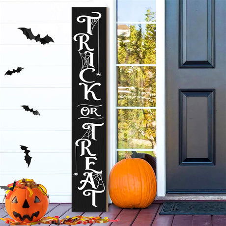 Halloween Porch Sign Decor "Trick or Treat" Wooden Hanging Sign Door Porch Standing Decorative Signs Plaques for Front Door Farmhouse Outdoor Indoor Welcome Sign Wall Craft Decor 47.2"H ARKUKT