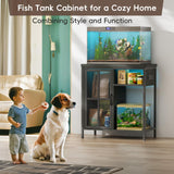 HAIOOU 20-29 Gallon Aquarium Stand with LED Light & Power Outlets, Cross Design Metal Frame Fish Tank Stand Aquarium Table with Cabinet Storage for Turtle Tank Reptile Terrarium, 360LBS Loads - Black HAIOOU