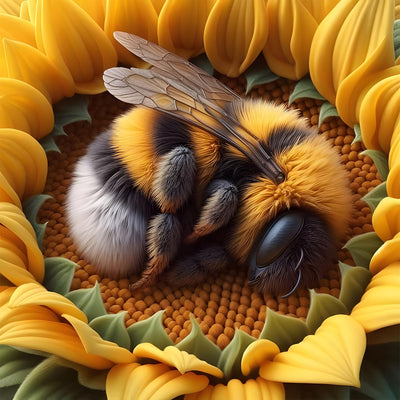 DOMROM Diamond Painting Kits for Adults, Bee Diamond Art Kits, 5D Sunflowers Diamond Painting, DIY Round Full Drill Diamond Painting Gem Arts and Crafts for Home Decor 12x12 inch