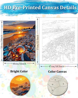 TOCARE Beach Paint by Numbers Kit for Adults Beginner, Adult Paint by Number Canvas Sunset Beach, Oil Painting Paint by Numbers Adult Nature Scenes 16x20inch TOCARE