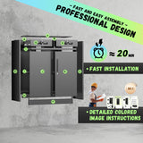 INTERGREAT Metal Storage Cabinet with Drawers, 36" Black Locking Steel Garage Cabinet with 2 Doors and Adjustable Shelves, Lockable File Cabinets for Garage, School, Home Office, Classroom INTERGREAT