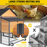 Chicken Coop All-Iron Frame Large Hen House Mobile Poultry Cage with Nesting Box,Metal Run,Waterproof Rain Cover Duck Coop, 85" Aivituvin