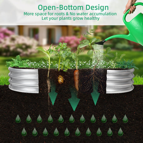 Gartist Galvanized Raised Garden Bed, 4x2x1 FT Thickening Raised Beds for Gardening, Oval Larger Space Planter Box for Outdoor for Herbs, Vegetables, Fruits Gartist