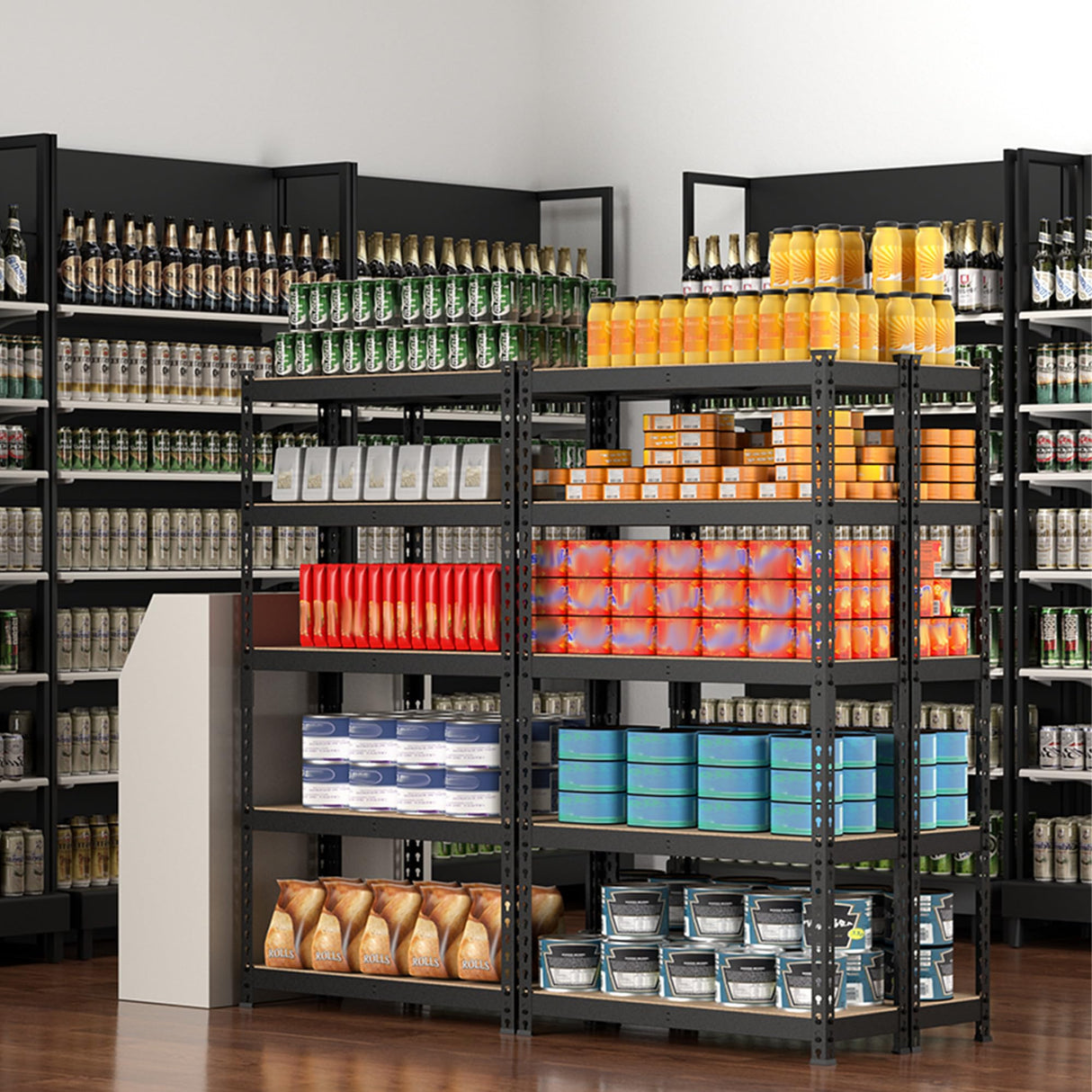 WORKPRO 5-Tier Steel Shelving Unit-Black, 27-2/5”W x 11-7/10”D x 60”H, Adjustable Storage Rack, Heavy Duty Shelf with MDF Board, 1650 lbs Load Capacity (Total) for Garage, Basement, Kitchen WORKPRO