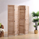 HFYee 4 Panel Solid Wood Folding Room Divider Privacy Screen Partition Room Dividers Folding Divider for Room Separation Freestanding Room Screen Divider, Natural HFYee