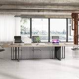 12ft Large Conference Table - 2" Thick Top & Metal Grid Base | Easy Assembly | Cable Management | Commercial Office Desk, Modern Executive Meeting Table for Office (10-20 People) SAINTCY