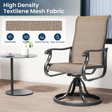Amopatio Patio Swivel Chairs Set of 2, Outdoor Swivel Rocker Dining Chairs with All Weather Textilene High Back & Metal Frame, for Backyard Deck Lawn Garden, Brown Amopatio