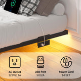 YORMDMO Floating Bed Frame Queen Size, Heavy Duty Bedframe with Smart LED Lights & Charging Station, Modern Metal Platform Bed, Easy Assembly No Box Spring Needed, 10 Inch YORMDMO