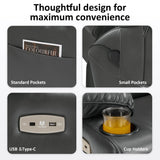 MCombo Large Triple Motor Power Lift Recliner Chair with Massage and Dual Heating, Adjustable Headrest for Tall Elderly People, Faux Leather 7634 (Dark Grey, Large) MCombo