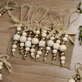 OurWarm 24Pcs Wooden Beads Christmas Tree Ornaments Wood Beads, Boho Christmas Decor Christmas Tree Beads with Gold Beads & Bowknot, Farmhouse Christmas Tree Decorations for Christmas Tree Decor OurWarm